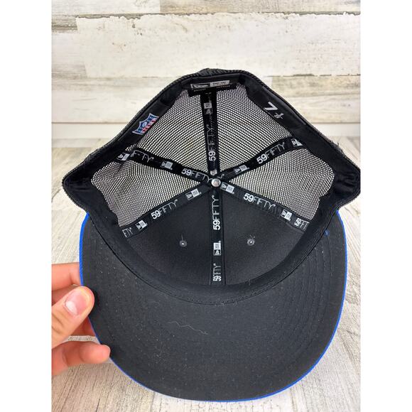 New Era 59Fifty Los Angeles Rams Fitted Hat 7 1/8 Black NFL Football Cap NEW - Picture 4 of 5